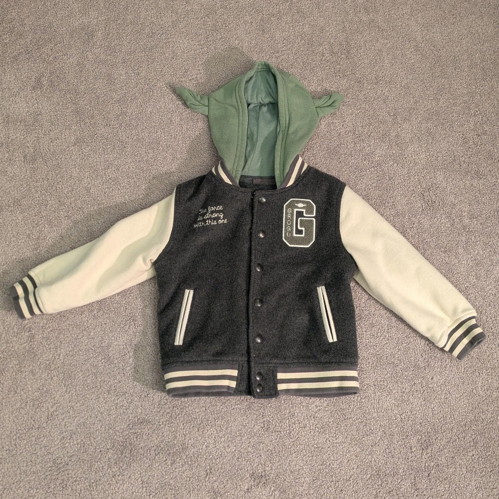 GAP Black & Cream Kids Varsity Jacket with Green Hood